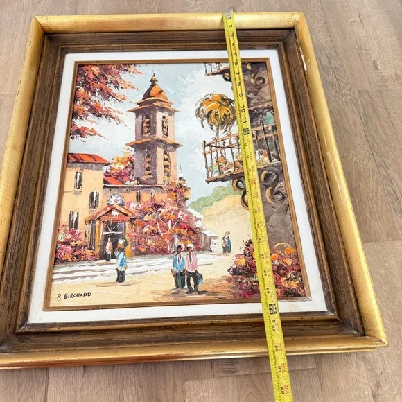 R. Birchard Oil Painting Original Impressionism Signed, Europe City, 22”x26”